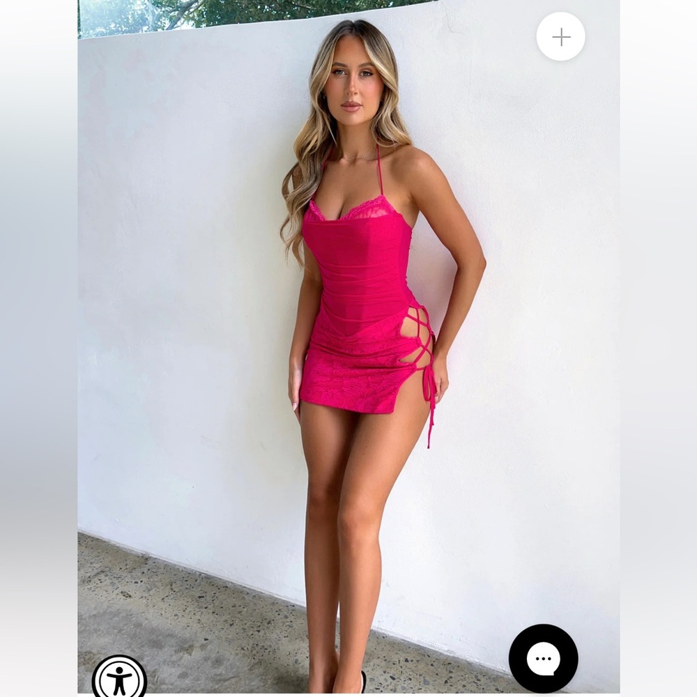 OUTCAST GIOVANNA MINI DRESS IN PINK